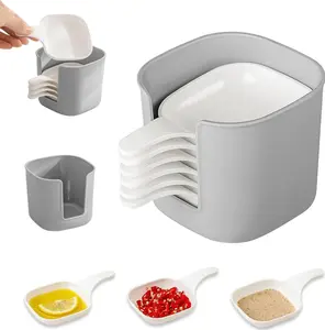 6PCS Dipping Sauce Cups with Holder, Plastic Condiment Cups Set with Storage Box, Mini Sauce Dishes for Snacks, Fruits, Seasoning