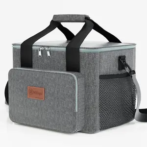 Nifogo 15L Insulated Lunch Bag Leakproof Waterproof Thermal Cooler Tote Large Capacity Reusable Lunch Box Bag For Work School Picnic Camping Beach Travel Black Gray