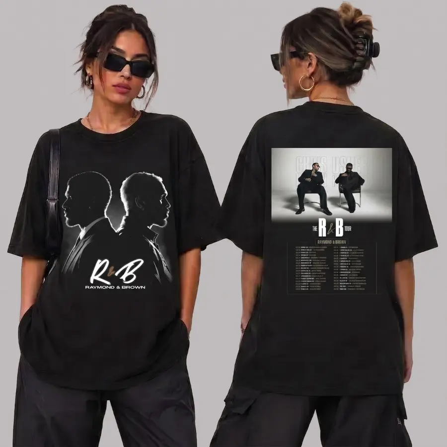 [FREE SHIP] Comfort Colors Ch.Brown Usher Raymond The R&B Tour 2026 Unisex Tee, RAndB Hip Hop Concert Merch, Two Legends Slogan Vintage Bootleg Apparel