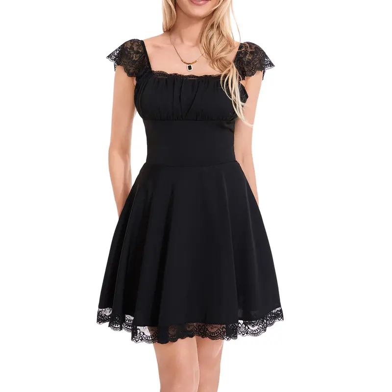 short black flowy dress Black Lurex Chiffon Flowy Long Sleeve Mini Dress main image 0
