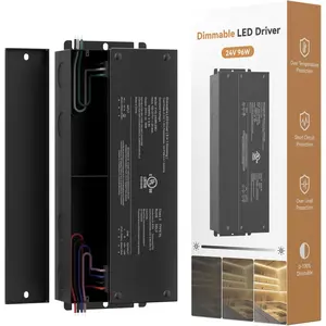 Dimmable LED Driver 96w 24V LED Transformer for LED Lights,UL Listed,Traic Smooth Flicker Free Dimming AC to DC Power  Compatible with Lutron and Leviton Dimmer,0-10V,Black