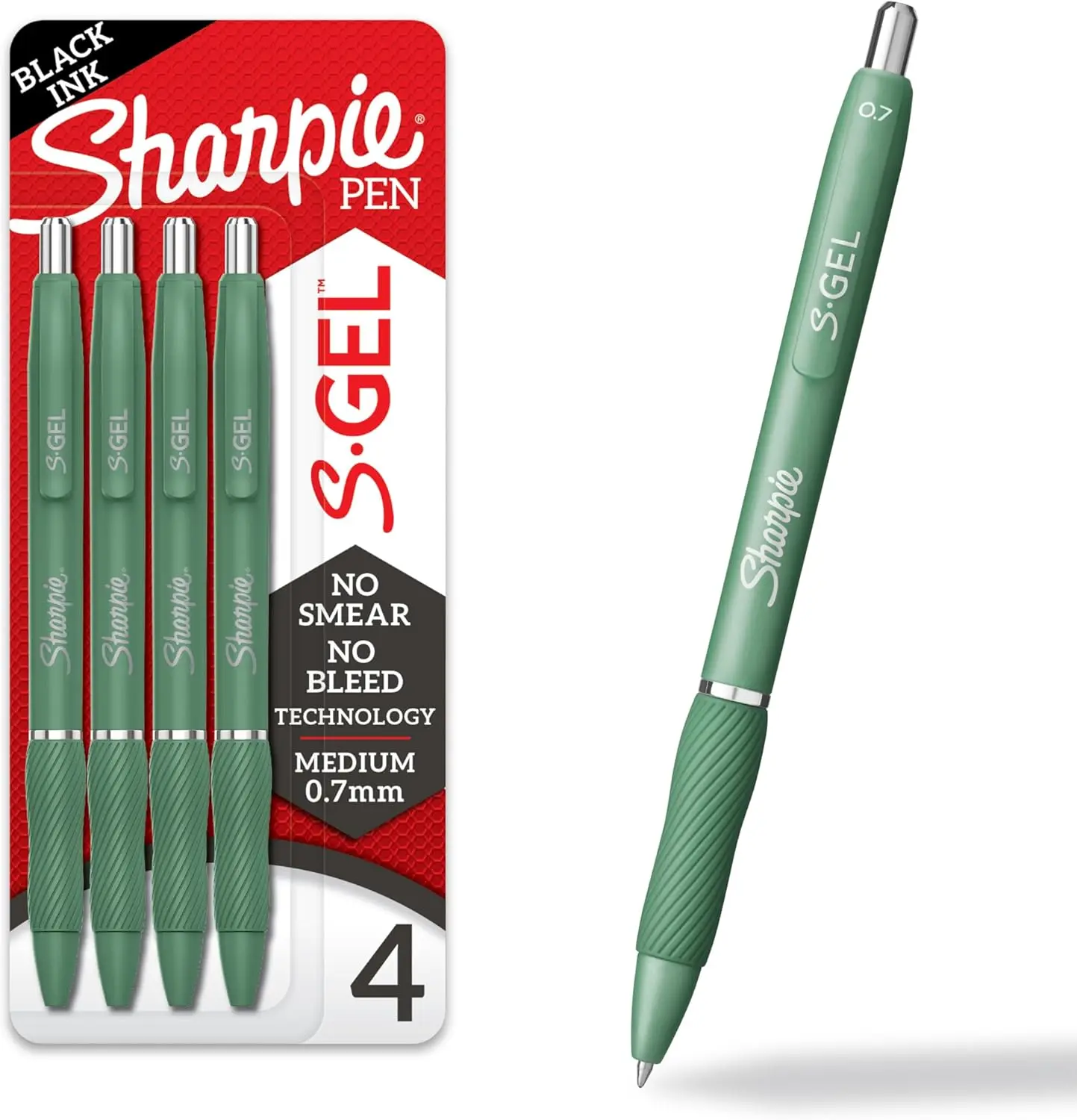 S-Gel Colorful Gel Pens & Refills Set, 4-Count Boxed Assortment Pens & Refills, Medium Point (0.7mm), White Barrel Design, Trendy Desk Supplies - Office Stationery for Writing, Note-Taking