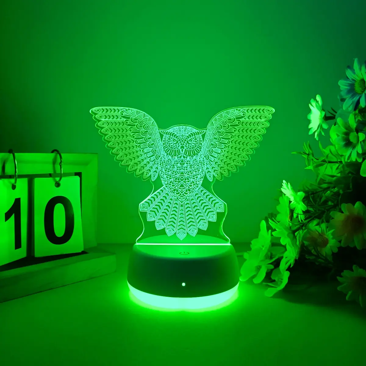 Creative Owl Shaped 3D Night Light, Led Lights, Touch Switch Operation, Seven Color Changing, Home Decor Lamp, Ideal Gift for Bedroom & Living Room