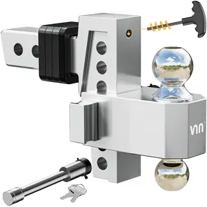 VNN Adjustable Trailer Hitch 6 Inch Drop 2 Inch Receiver .Solid Dual Ball Mount 1-7/8",2"(10,000 LBS GTW), HeavyDuty Aluminum Drop Hitch with Pads and Locking Sets