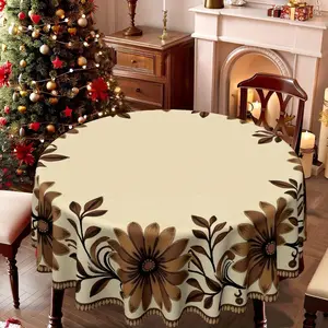 EastJia 1pc Polyester Round Tablecloth - Elegant Rustic Farmhouse Floral Graphic, Durable, Easy to Clean, Ideal for Party Dining, Room Decor, Machine-Made