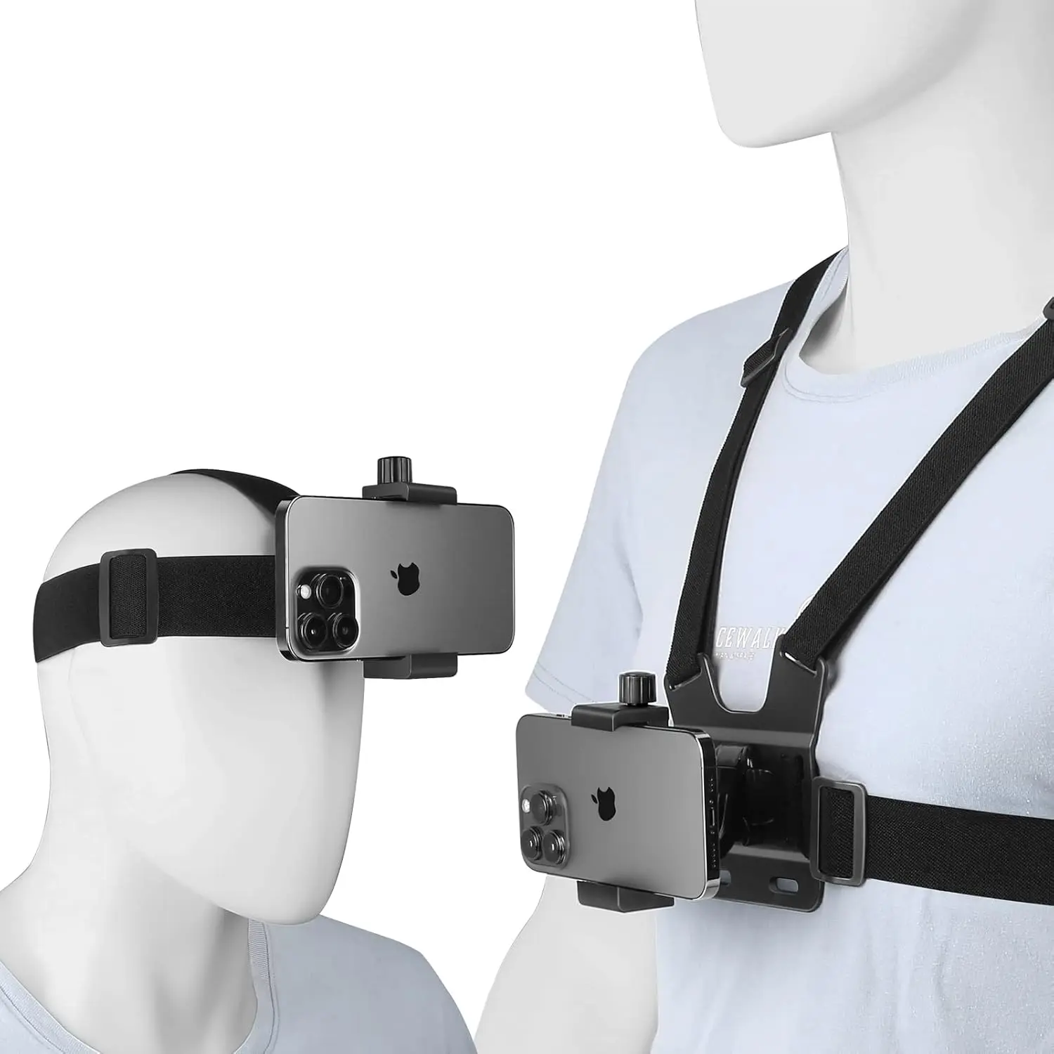 Mobile Phone POV/VLOG Chest Strap Mount Harness and Head Strap Holder Kit, Compatible with iPhone, Samsung, GoPro Hero12,11, 9, 8, OSMO Action, AKASO, Action Camera and Cell Phone Video Shoot
