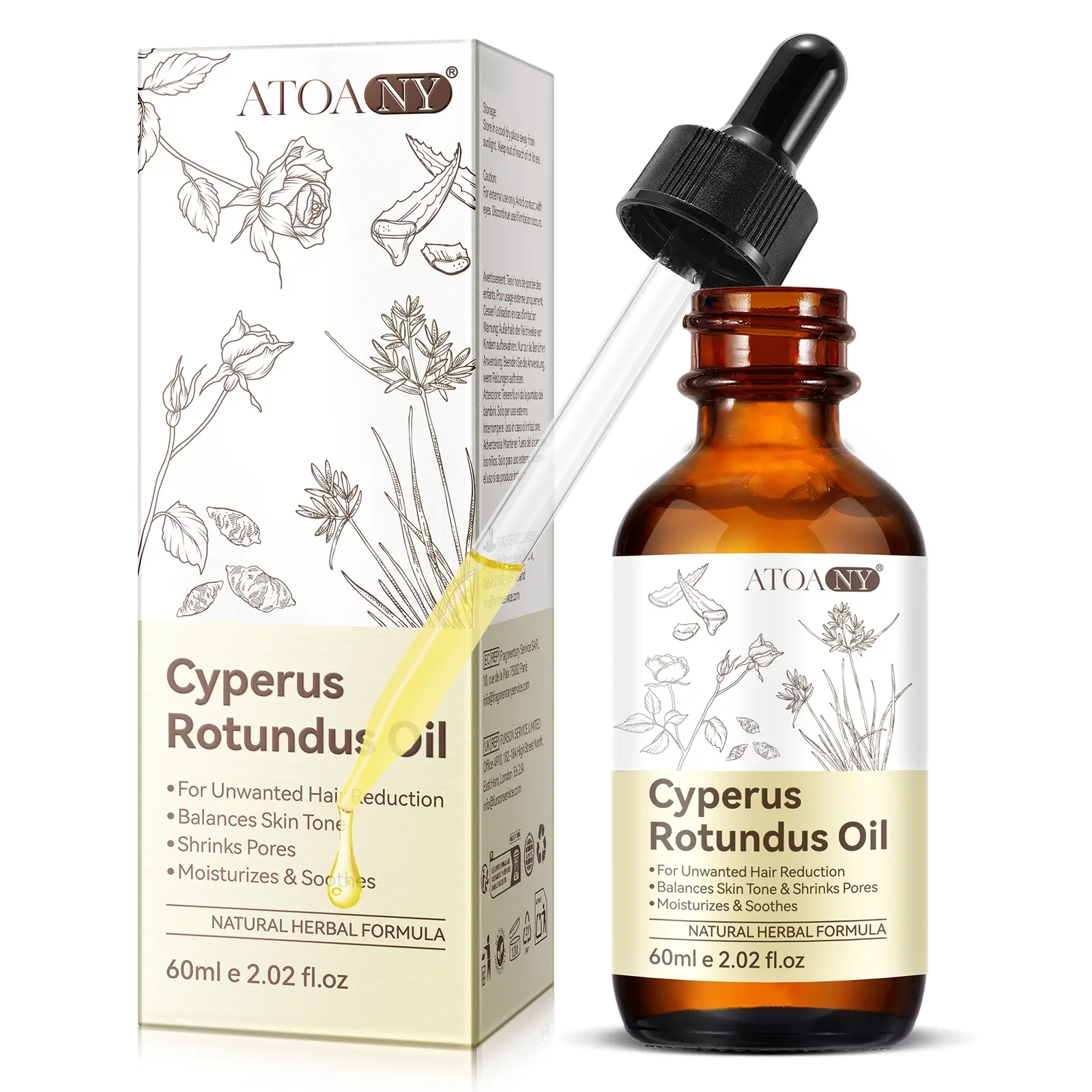 ATOANY Cyperus rotundus home hair removal oil, Hair Removal Product, moisturizing, pore-minimizing, hair-inhibiting, women's only, suitable for all skin types, Moisturize