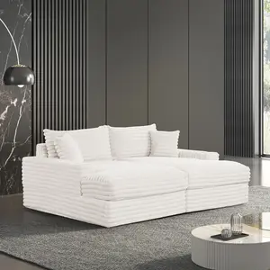 TAVEDESTRAND Contemporary Double Chaise Sofa with USB Charging Ports and Steel Cup Holders