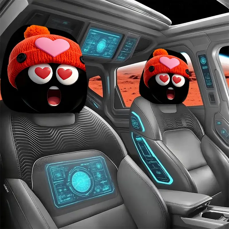 2pcs 11x10.2 inch Fun expressions Pattern Car headrest covers,Universal,easy to install,and durable car interior seat accessories.Suitable for daily commutes and travel,these are ideal gifts for car enthusiasts and as holiday presents,3.30CYJ-2