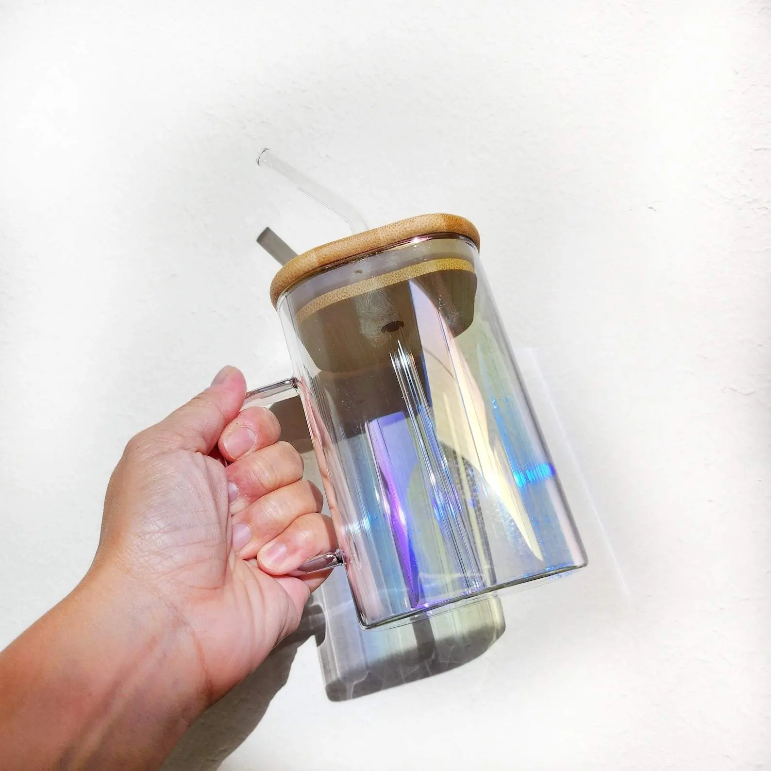 Iridescent Glass Mug, 20oz Modern Glass Tumbler Iridescent Glass Mug, 20oz Modern Glass Tumbler