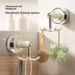 Suction Cup Rotating Hook Wall-Mounted Kitchen Storage Rack – No-Drill Spatula & Pot Holder, Space-Saving Organizer for Utensils