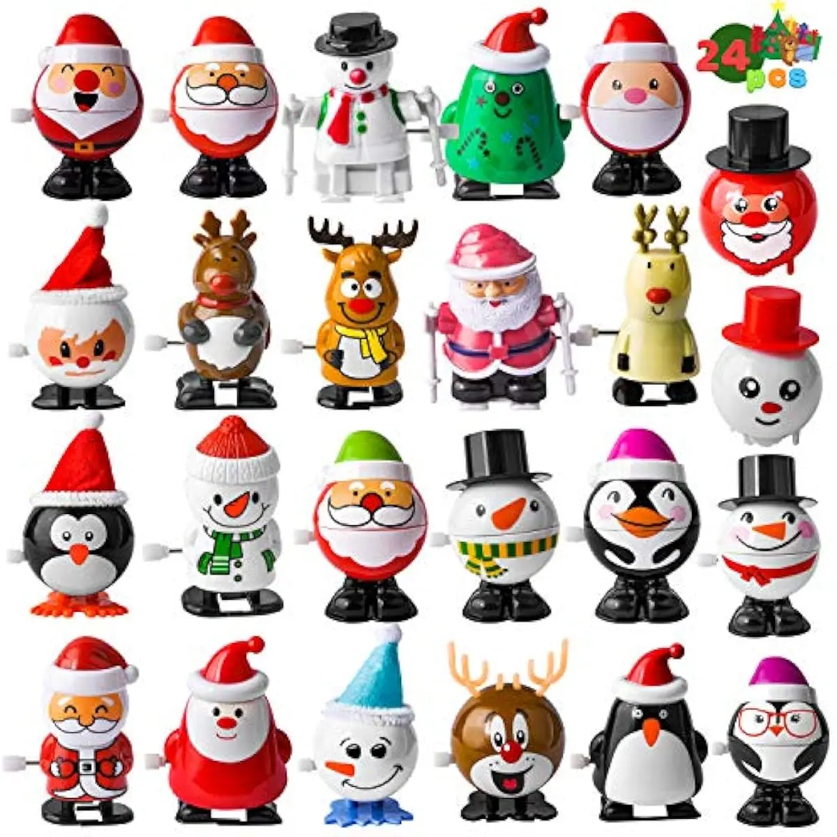 24 Pack Christmas Wind Up Toy Assortments Stocking Stuffers for Christmas Party Favor Supply Accessories (24 Pieces Pack)