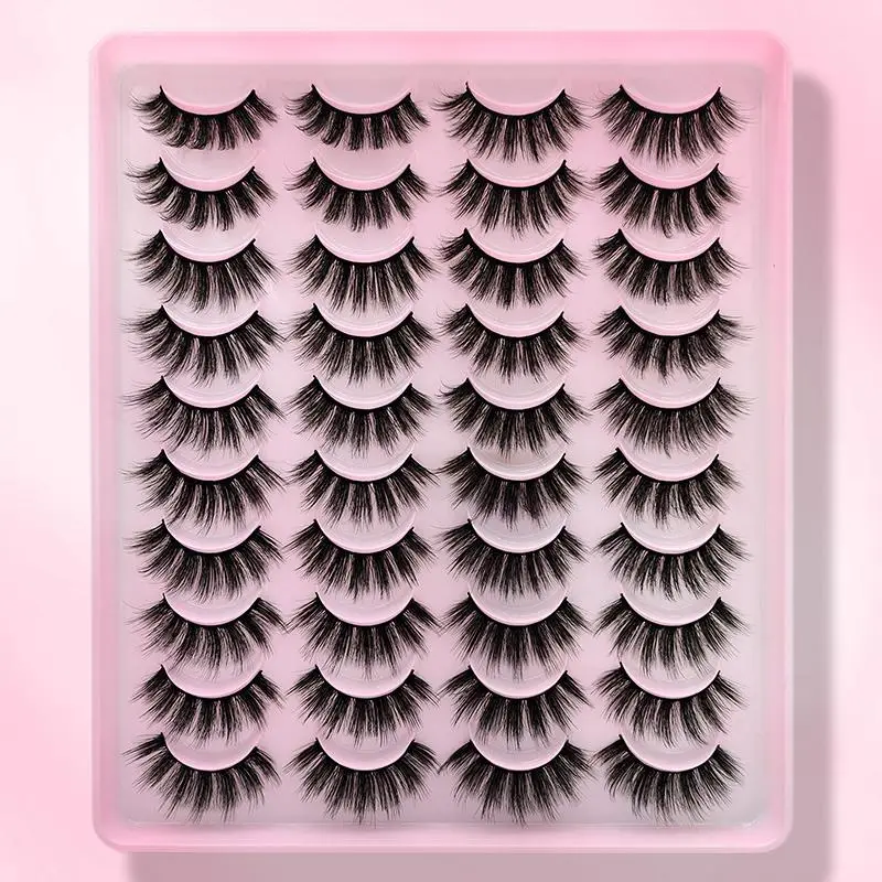 Long D Curl False Eyelashes, Wispy Faux Strip Lashes, Full Volume Eyelash Makeup for Lashes Extensions, Volumized Fake Eyelashes for Women and Girls,