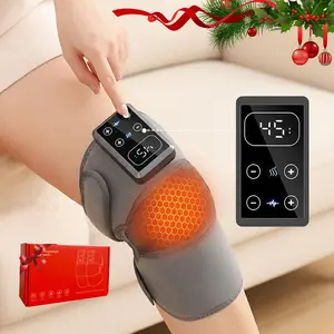 Cordless Knee Massager with Heat and Vibration, Electric Heated Knee Massager with 5 Heat Gears and 3 Vibration Modes, Christmas Gift for Men Women, USB Rechargeable Massagers, Knee Pain Tool