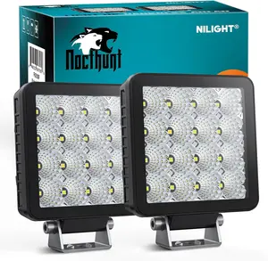Nilight Led Light Pods 2PCS 4Inch 16LED Flood Beam Square Driving Work Lights Built-in EMC Super Slim Offroad Lights Side Light Ditch Lights for Tractor Truck Motorbike Boat ATV  dealsforyoudays