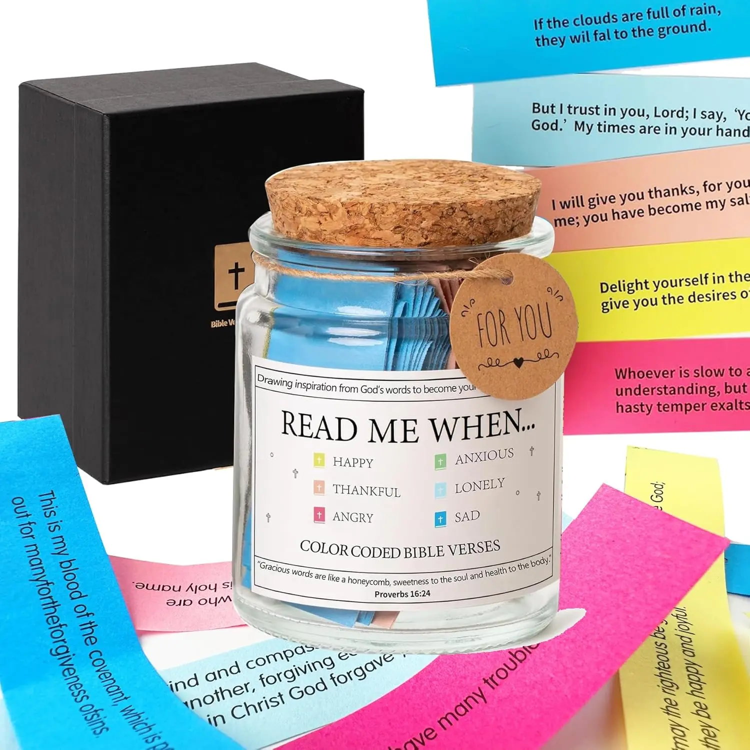 Emotional Diary Jar Gift Set, Inspirational Poem Cards, Christian Prayer Blessing Jar, Daily Inspiration for Women, Self-Care & Reflection