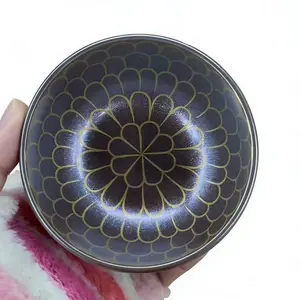 Purple Glazed Black Gold Petal Jianzhan, Master Teacup for Kung Fu Tea, Chinese culture, High-temperature firing, Handcrafted ceramic cup, Wine Glass, Kung Fu Cup, Drinkware