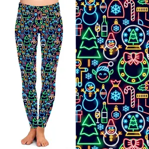 Light Me Up! Christmas Pattern Women's Leggings, Yoga Pants, High Waist Hunting Tights, Women's Outdoor Fitness Outfit
