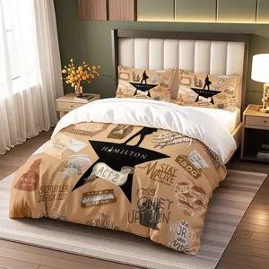Hamilton Musical Print Bedding Set, Soft Bedding Sets, Soft Comfortable Bedroom Accessories, All-Season Use, Ideal Fan Gift, 3-Piece Set