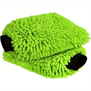 Green Chenille Car Wash Microfiber Mitt - Scratch Free