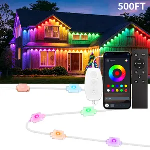 500FT 200FT 100FT 50FT 16.4FT Permanent Outdoor Lights RGB IC Smart Eave Lights, 16 Million Colors & Music Sync, IP67 Waterproof Year-Round Architectural Lighting for House Decor, Daily & Holiday Party Summervibes