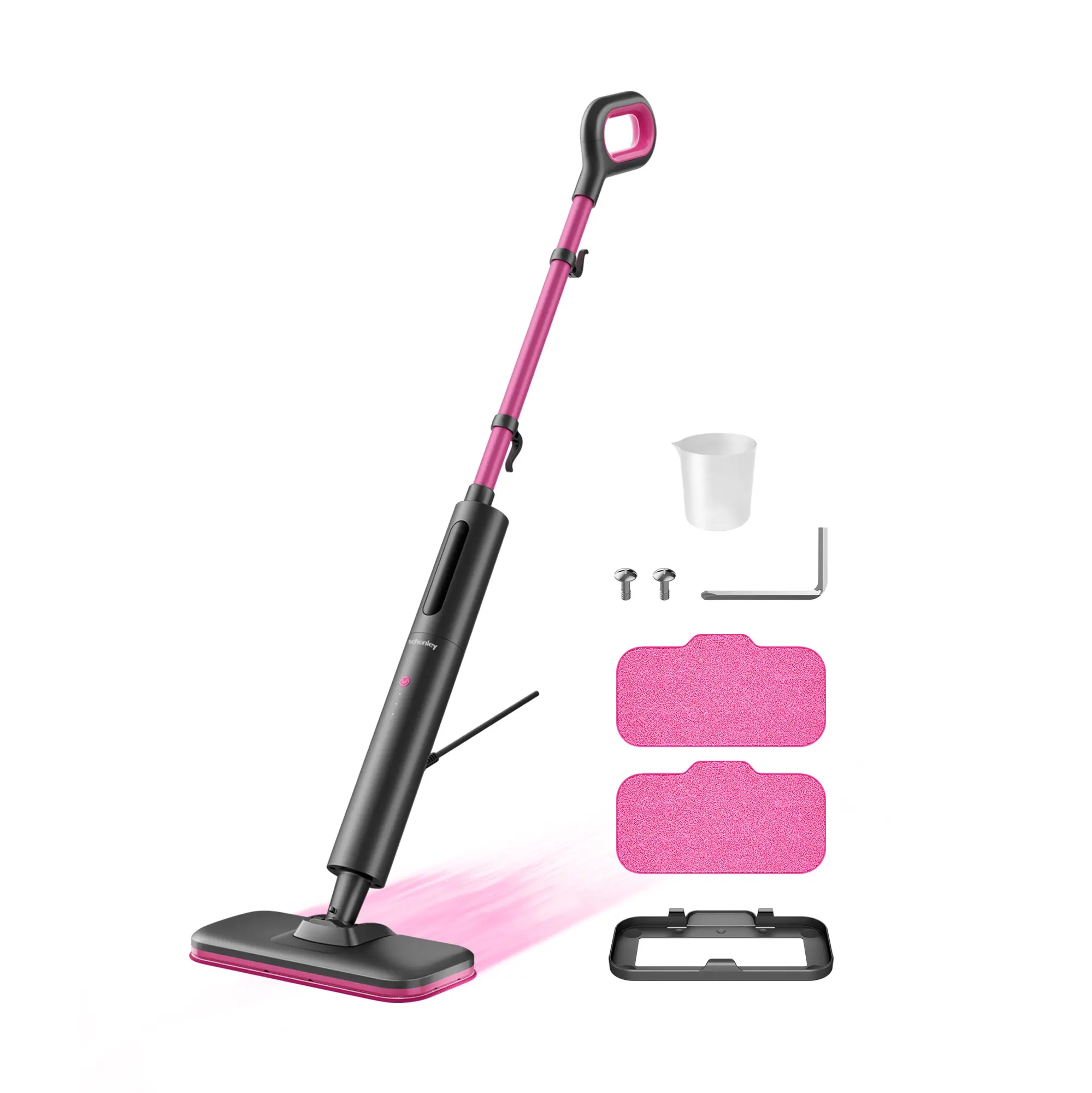 Schenley Pocket Steam Mop Cleaner Powerful Fast Heat-Up Chemical-Free for Hardwood Tile Laminate Floors and Walls Washable Pads 3 Modes for Carpet Lightweight Self-Standing Sleek Design