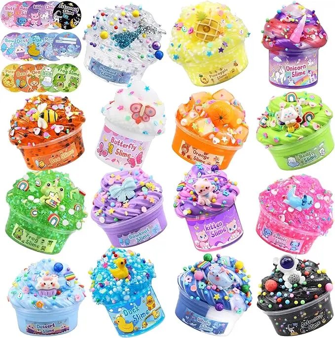 15-Pack DIY Slime Kit for Kids  | Crunchy Butter Slime with Charms & Add-ins | Fun Sensory Toy & Perfect Gift