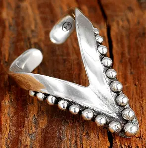 Full Finger Chevron Thumb Ring Sterling Silver