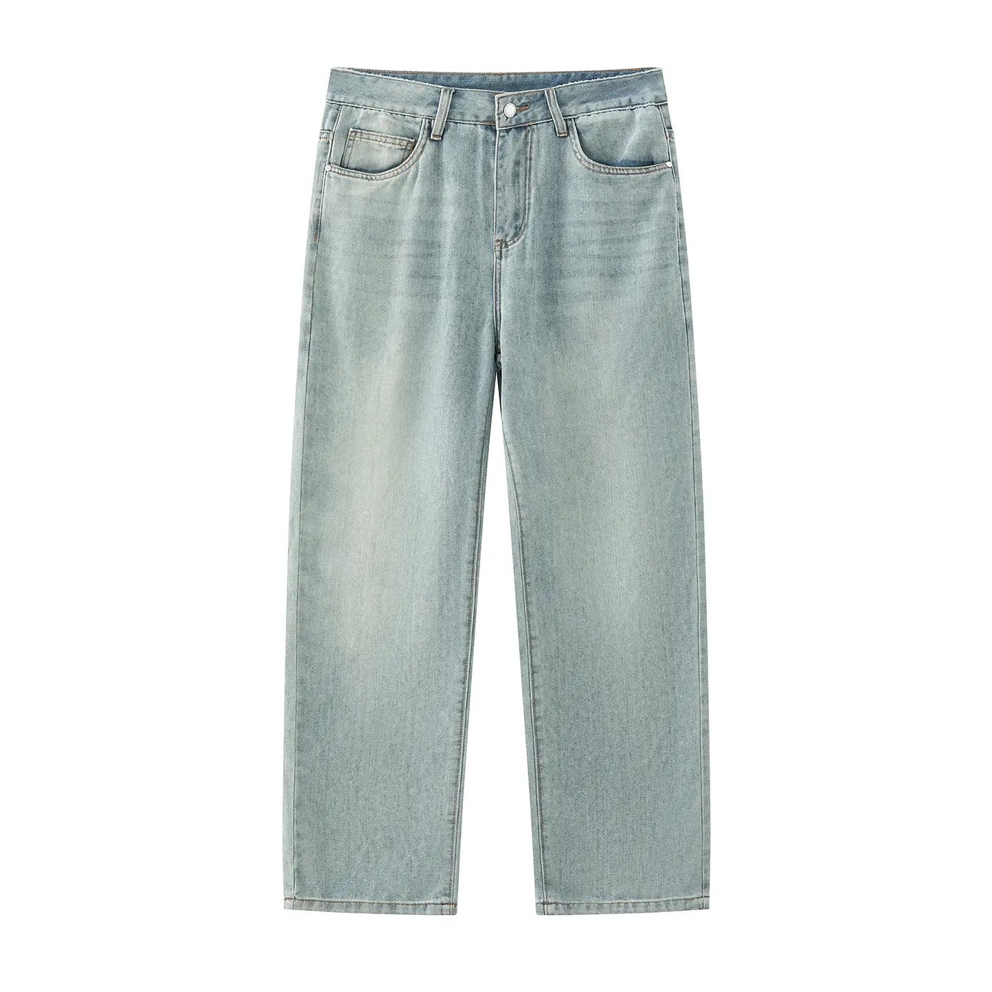 Men's High-Cotton Classic Straight-Leg Jeans, Blue Denim Casual Comfy Style Pants for Outdoor Leisure, Everyday Wear, Blue Denim Men's Jeans