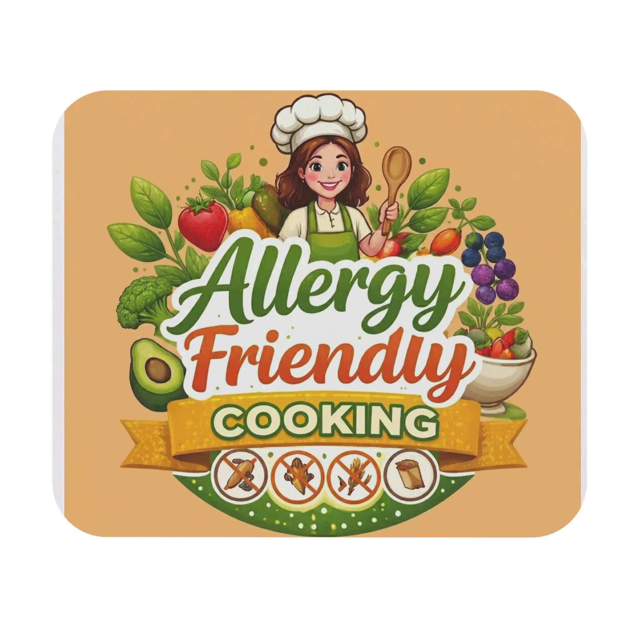 Allergy Friendly Cooking Mouse Pad | Kitchen Chef Design, Safe Food Icons