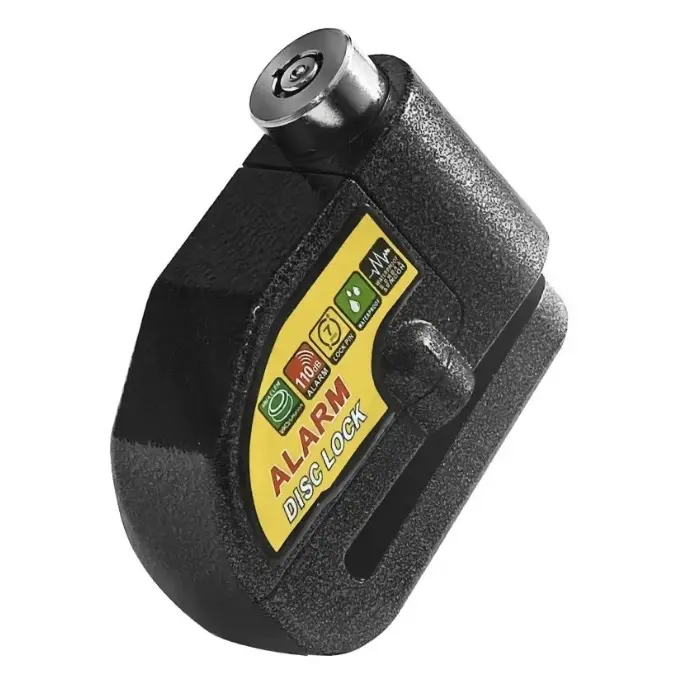 Waterproof Motorcycle Disc Lock with 110dB Anti-Theft Vibration Alert, Aluminium Construction, Reminder Cable, Keys, Pouch, Keyless Design, Long-Lasting Battery for Most Motorcycles, Scooters & Outdoor Parking Use