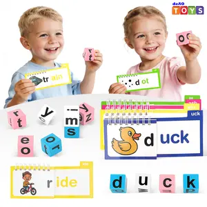 Word Spelling Games, Matching Letter Game for Kids, 11 Wooden Alphabet Blocks with 30 Flashcards, Preschool Learning Activities Toys, Montessori Educational Toys Gifts for Kids Ages 3-8