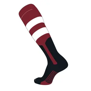 TCK Elite Baseball Long Stirrup Socks (G, 9in) Cardinal, White, Cardinal, Black