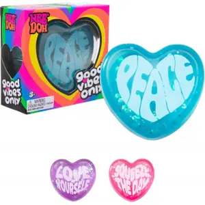 NeeDoh Good Vibes Only Heart-Shaped Stress Relief Toy with Inspirational Messages and Super Solid Squish - Fun & Relaxing for Kids and Adults