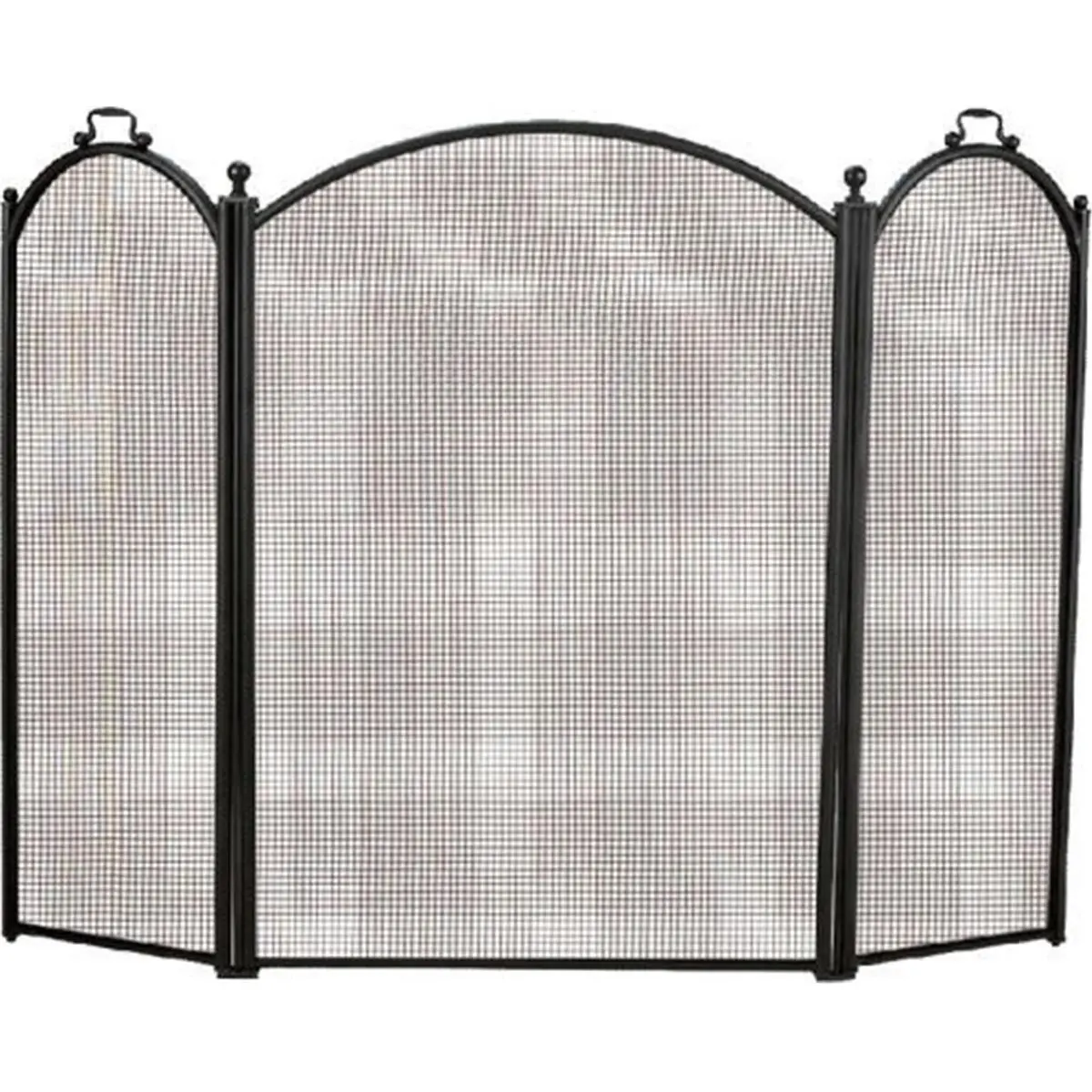 212 MAIN Dagan Foldable 3-Fold Arched Fireplace Screen, Black Steel Frame, 52x29 in Spark Guard That Protects from Sparks, 52X29 Inches