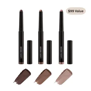 Laura Mercier Caviar Stick Eye Shadow - The Nude Edit Cocoa Mocha & Strapless, Exclusive Set, Fade-Proof, Creamy Formula, Long Lasting