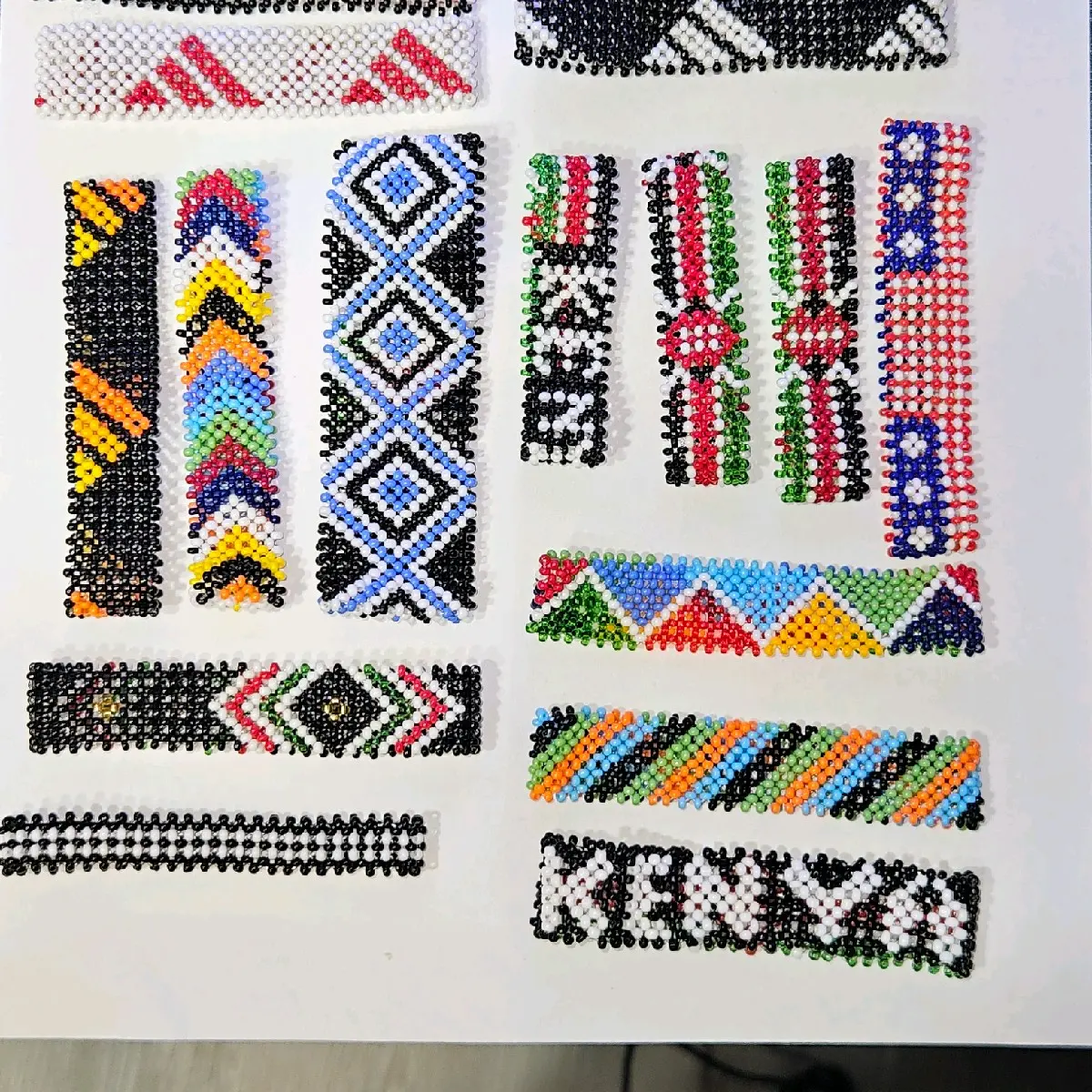 Maasai Beaded Kenyan Flag African Wrist Band Bracelet for Men/Women/Kids - Black