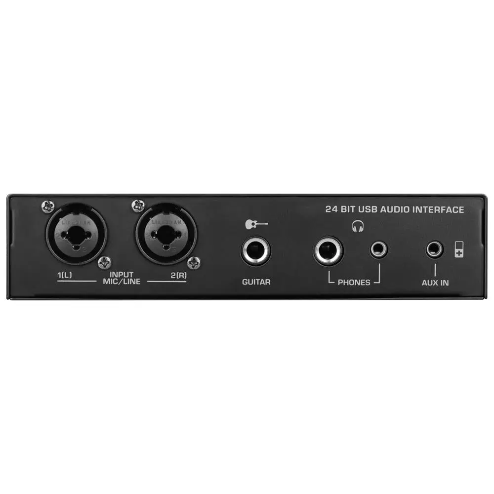 Metal USB Audio Interface with USB Cable | Channel XLR Audio Interface with 48V Phantom Power - USB Sound Card for Microphone, 24 Digital Effects, Stereo Sound Card for PC, Podcast, Streaming & Studio Recording
