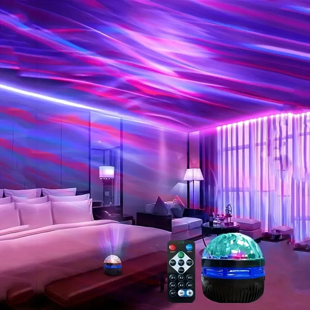 Galaxy Aurora Projector Light – 5V USB, 360° RGB Rotation, Remote Control