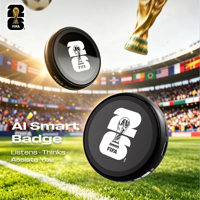 FIFA World Cup 2026 E05 AI Smart Dialogue Badge – Interactive AI Robot for Conversation | Perfect Gift for Men & Women | Custom Video & Multi-Image Wallpapers | Multi-Language Support | Companion & Q&A Assistant
