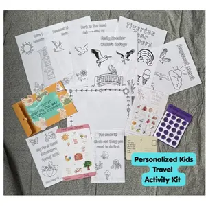 Personalized Kids Travel Kit | Road Trip Surprise Activity Pack | Custom Vacation Games, Tattoos & Stickers