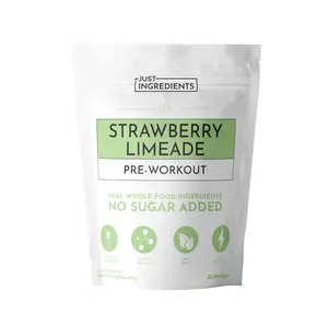 Just Ingredients Strawberry Limeade Pre-Workout | 30 Servings | 150 mg Caffeine Per Serving | 100% Real Food Ingredients, Gluten-Free, No Artificial Sweeteners, Dyes, or Preservatives | Supports Energy & Recovery