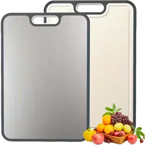 Kitchen Titanium Cutting Board, Double-Sided Food-Grade, Pure Titanium And Wheat Straw PP, Easy to Clean, Large Size 16"×11