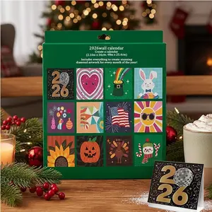 Diamond Art Calendar Kits 2026, 2026 Wall Calendar Diamonds Painting Kit | Full 12-month Layout, Elegant Rhinestone Design, For Home, Offices, Living Room