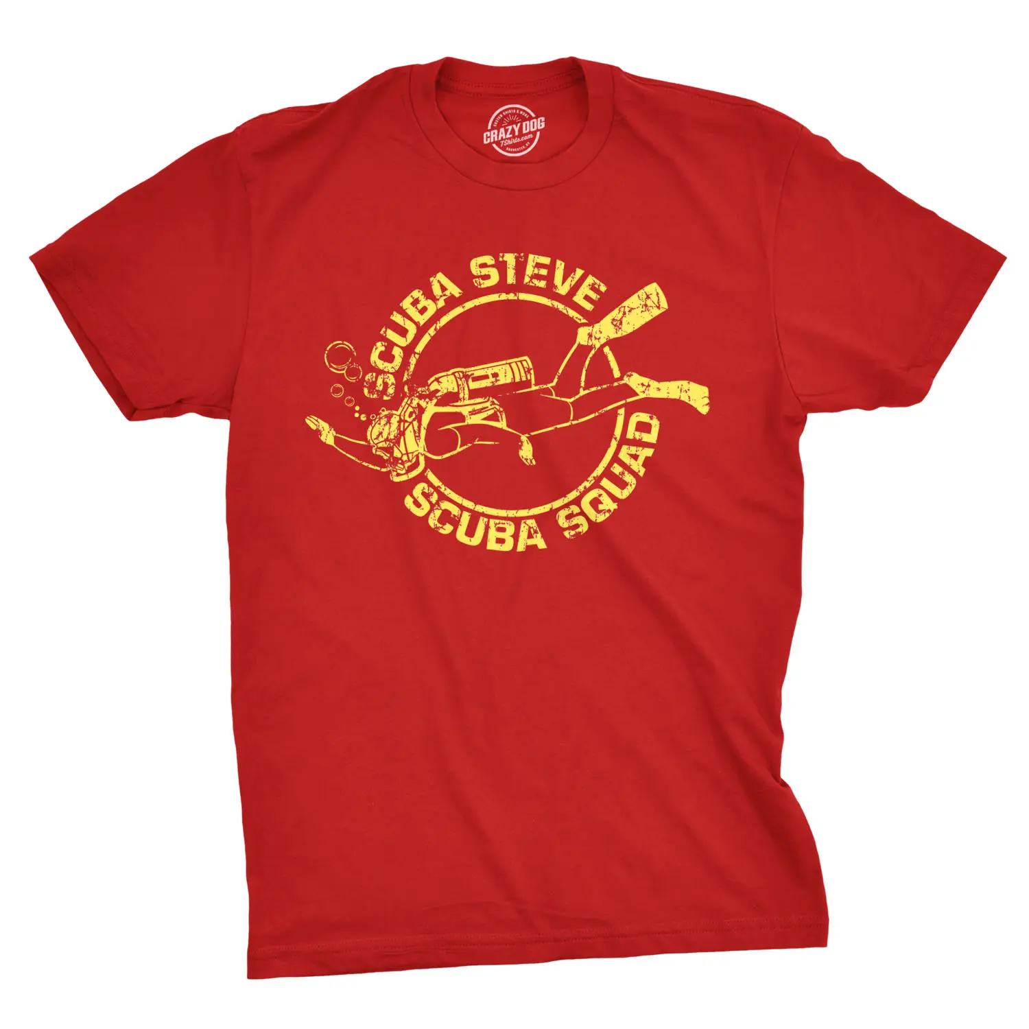 Scuba Steve Scuba Squad T  Shirt Funny Vintage 90s Hilarious Retro Saying Cool Mens Funny T Shirts Cool Vintage Fashion T-Shirt Gift Classic Menswear Vintage Apparel for Men Funny Movie Short Sleeve Novelty Red