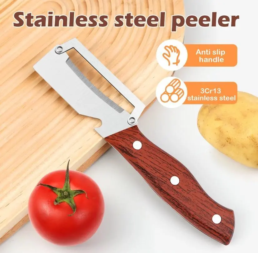 2 in 1 Fruit & Veggie Peeler with Bottle Opener SharpStainless Steel Upgraded Ergonomic Comfort GripNon-Slip