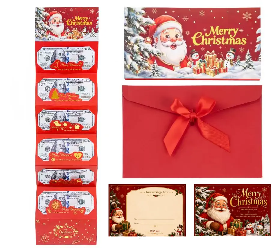 Christmas Money Holders(Extra gift: +1 Greeting card) | Gift Card Booklet with Envelopes, Surprise Cash Gift Card Holders, Christmas Party Supplies