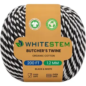 Black & White Cotton Twine 200 ft Durable Craft String for Baking, Butcher Use, Gift Wrapping, DIY Projects, Holiday Decorations & Packaging
