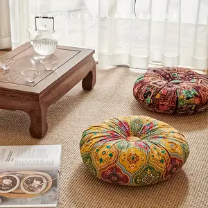 Bohemian Thick Round Vintage Moroccan Rug Mat, Multi-use for Yoga, Home Decoration and More - Durable Polyester, Dry Clean Only