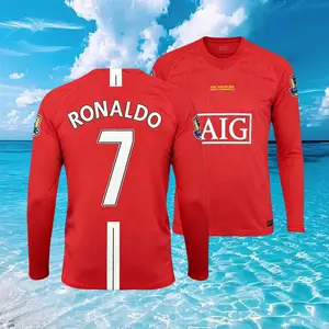 07 08 Long Sleeve Jersey CR7 Ronaldo Red FanHomeVintage Jersey Fans' version